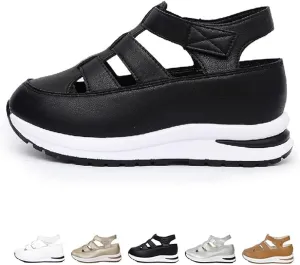 2025 New Bootara Women'S Plus Size Hollow-Out Casual Sandals,Closed Toe Platform Sandals Height-Boosting Thick Sole
