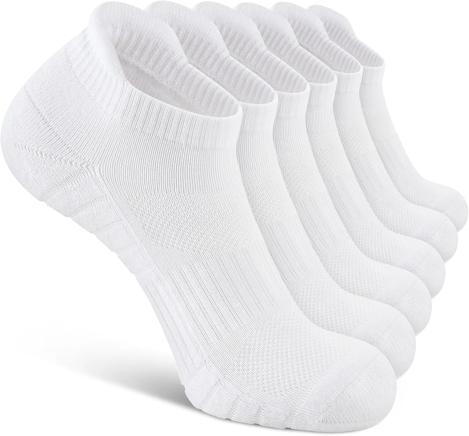 6 Pack Men's Ankle Socks With Cushion - Low Cut Athletic Sports Socks for Women Men 6-9/9-12/12-14