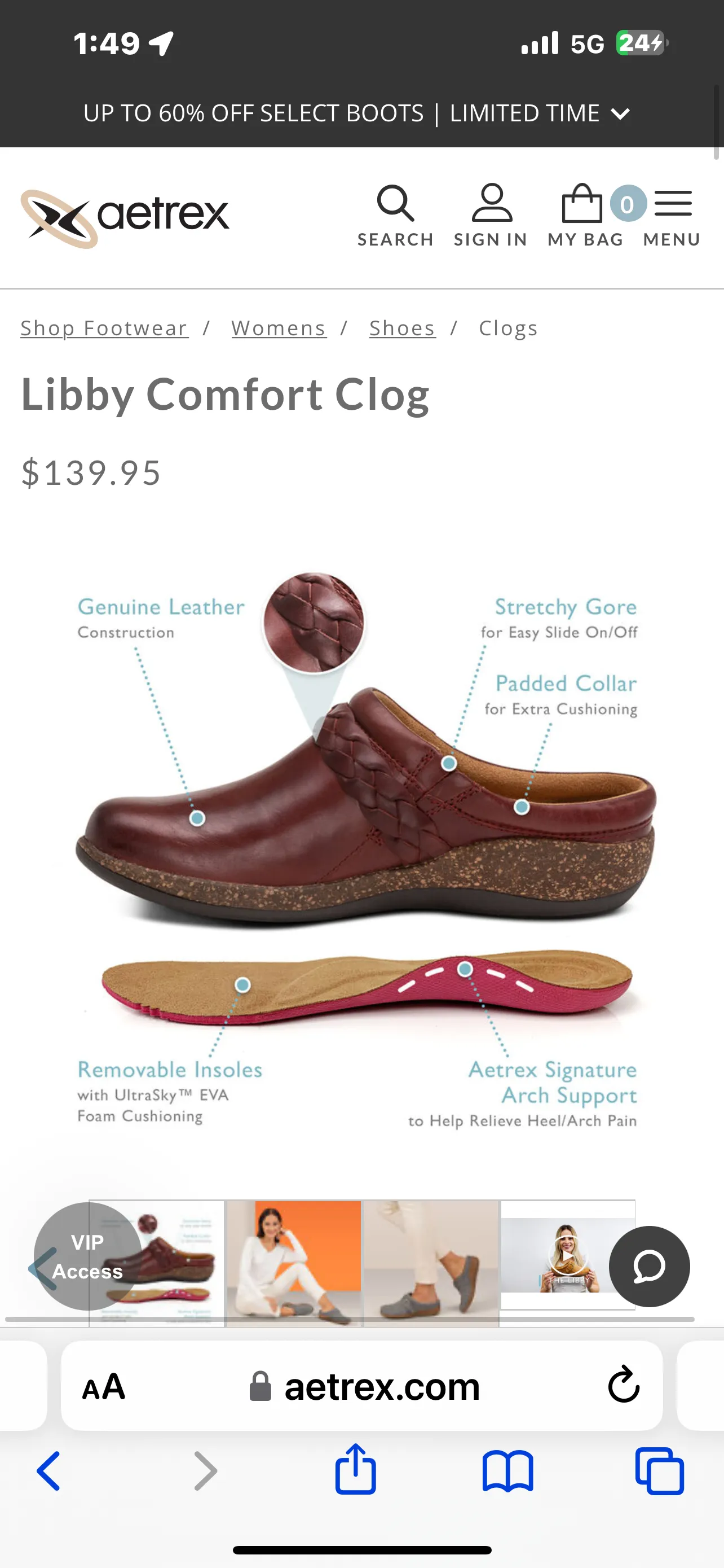 Aetrex Libby Women’s Clog Tobacco