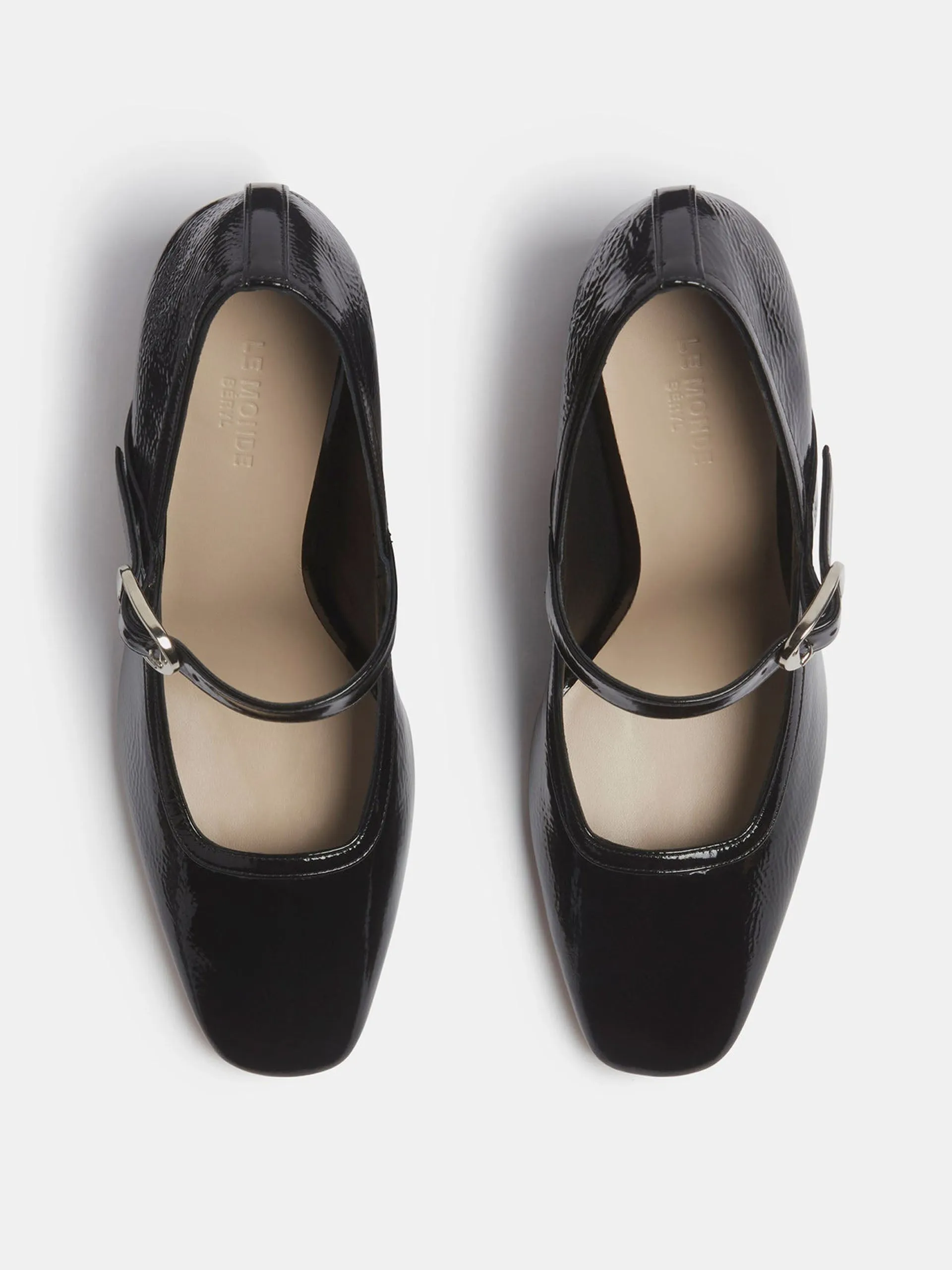 Black patent leather ballet Mary Jane pumps