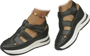 Bootara Women'S Plus Size Hollow-Out Casual Sandals, Closed Toe Platform Sandals Height-Boosting Thick Sole