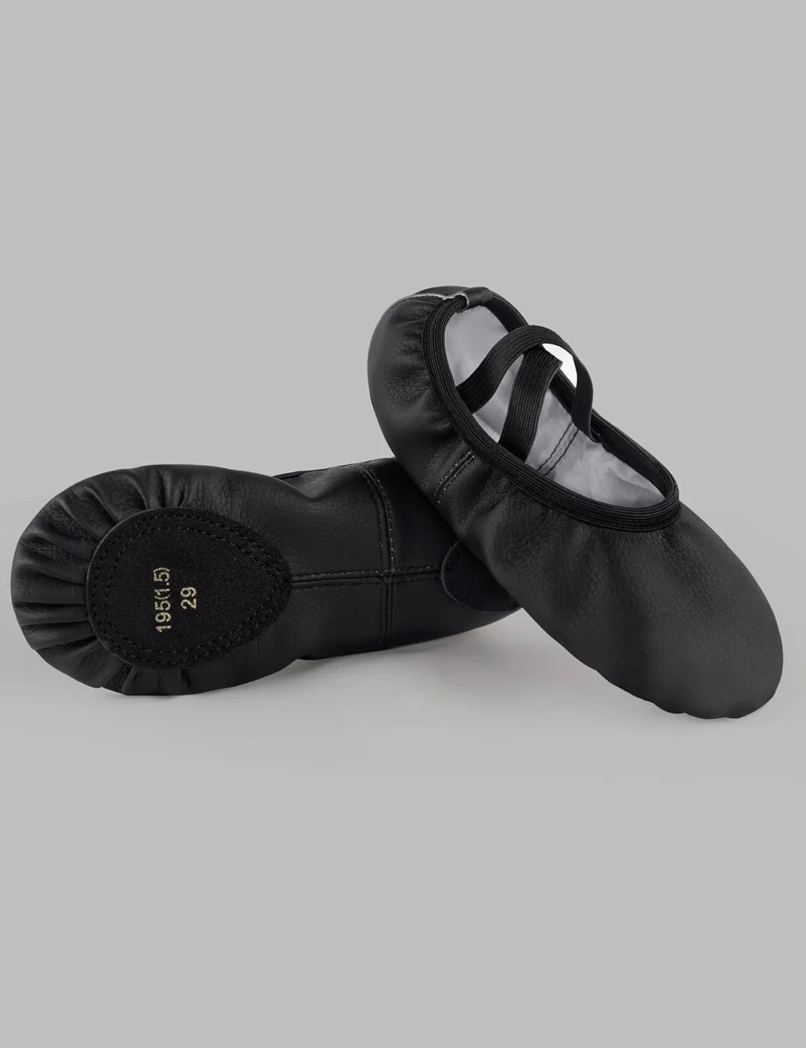 Dance Shoes for Girls PU Leather Ballet Flats Ballerina Slippers with Elastic Laces
