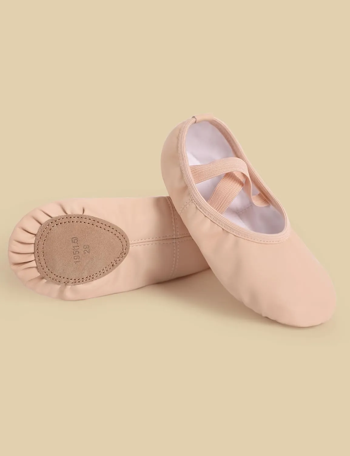 Dance Shoes for Girls PU Leather Ballet Flats Ballerina Slippers with Elastic Laces