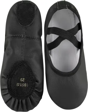 Dance Shoes for Girls PU Leather Ballet Flats Ballerina Slippers with Elastic Laces