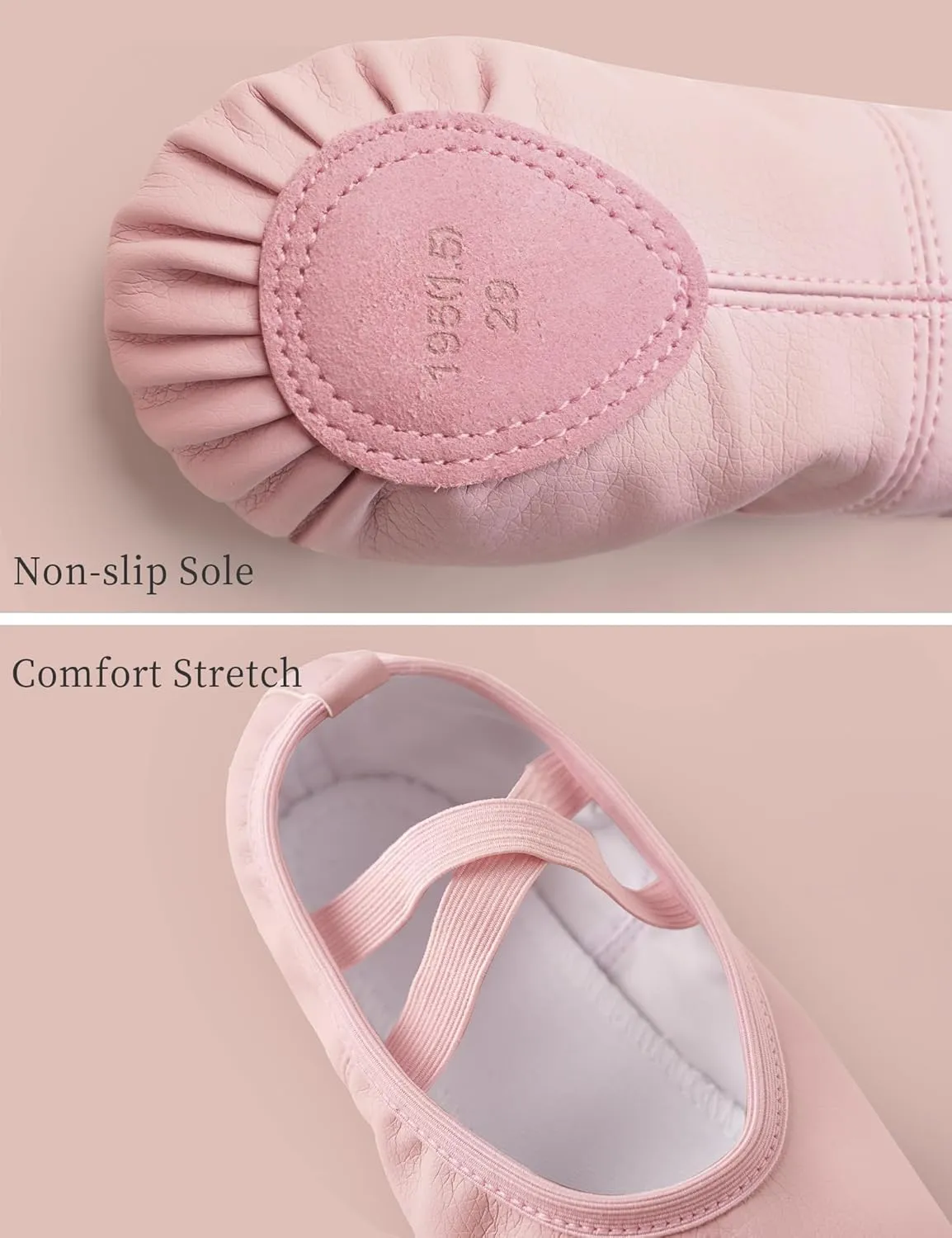 Dance Shoes for Girls PU Leather Ballet Flats Ballerina Slippers with Elastic Laces