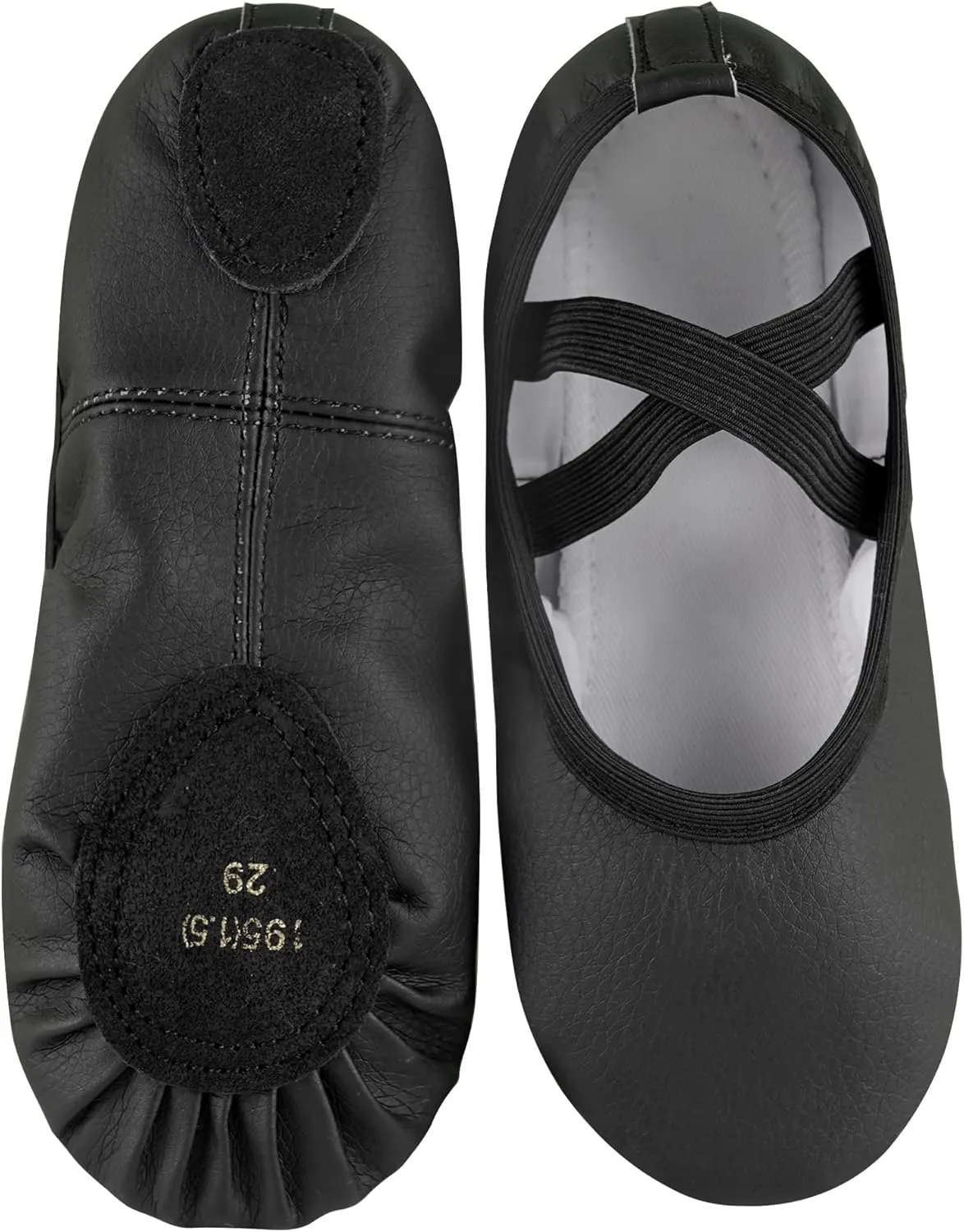 Dance Shoes for Girls PU Leather Ballet Flats Ballerina Slippers with Elastic Laces