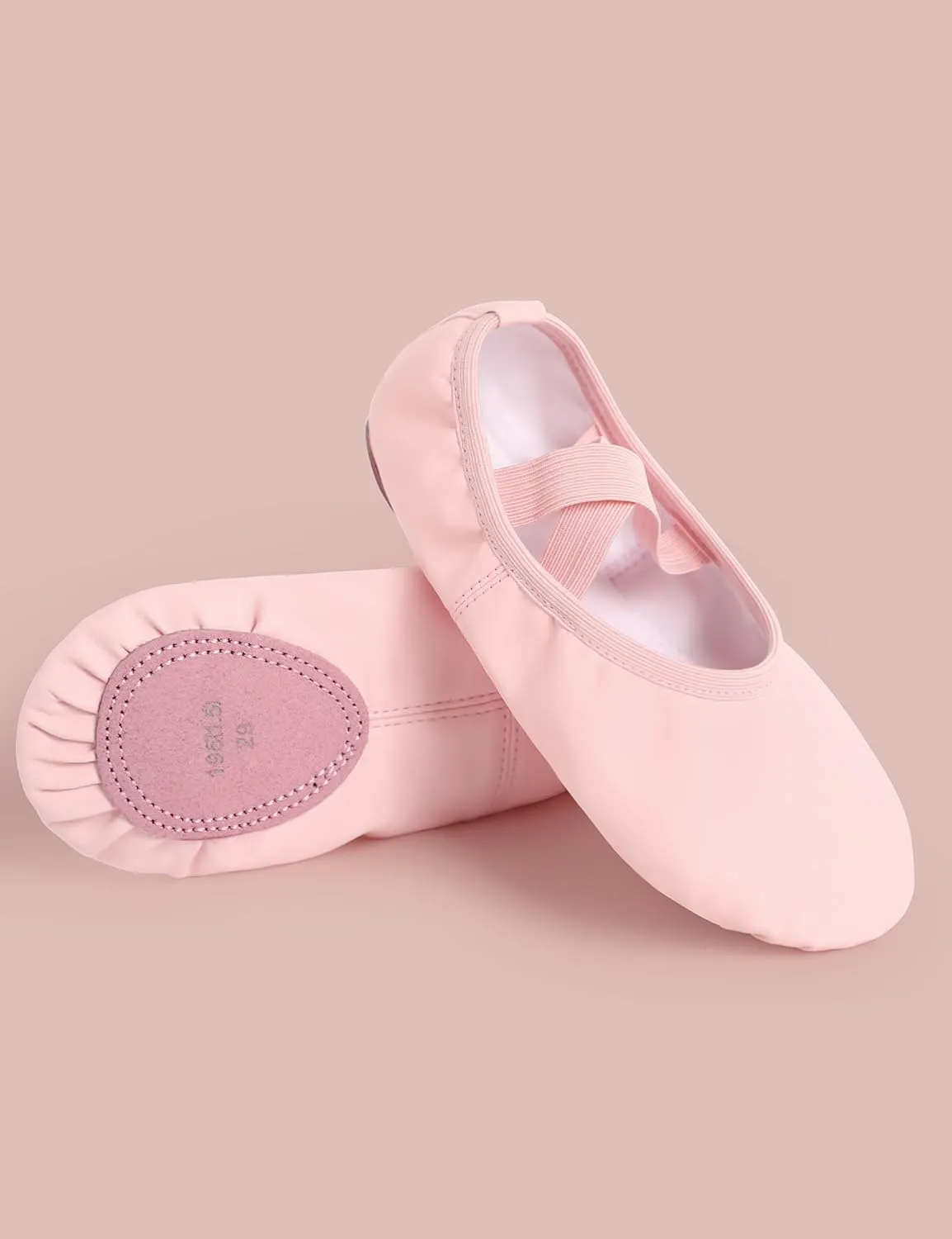 Dance Shoes for Girls PU Leather Ballet Flats Ballerina Slippers with Elastic Laces