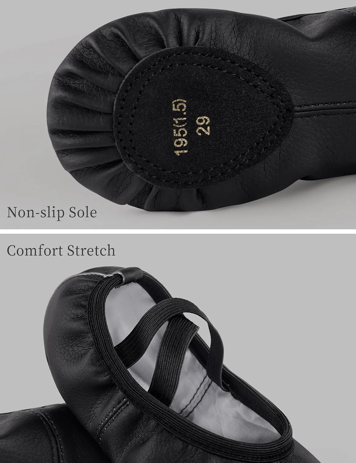 Dance Shoes for Girls PU Leather Ballet Flats Ballerina Slippers with Elastic Laces