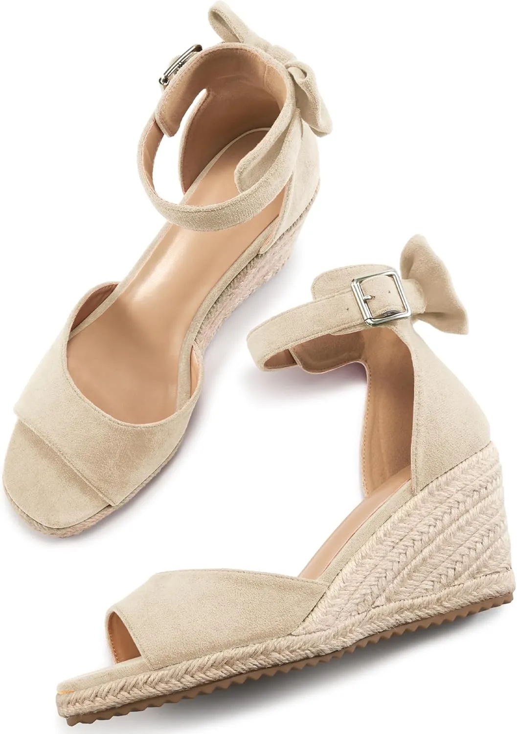 HARENCE Wedge Sandals for Women Shoes: Comfortable Espadrilles Platform Heels Ankle Strap Open Toe Buckle Dressy Summer Sandal