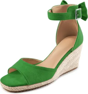 HARENCE Wedge Sandals for Women Shoes: Comfortable Espadrilles Platform Heels Ankle Strap Open Toe Buckle Dressy Summer Sandal