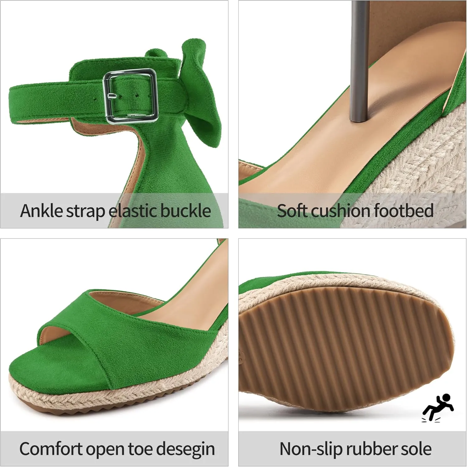 HARENCE Wedge Sandals for Women Shoes: Comfortable Espadrilles Platform Heels Ankle Strap Open Toe Buckle Dressy Summer Sandal