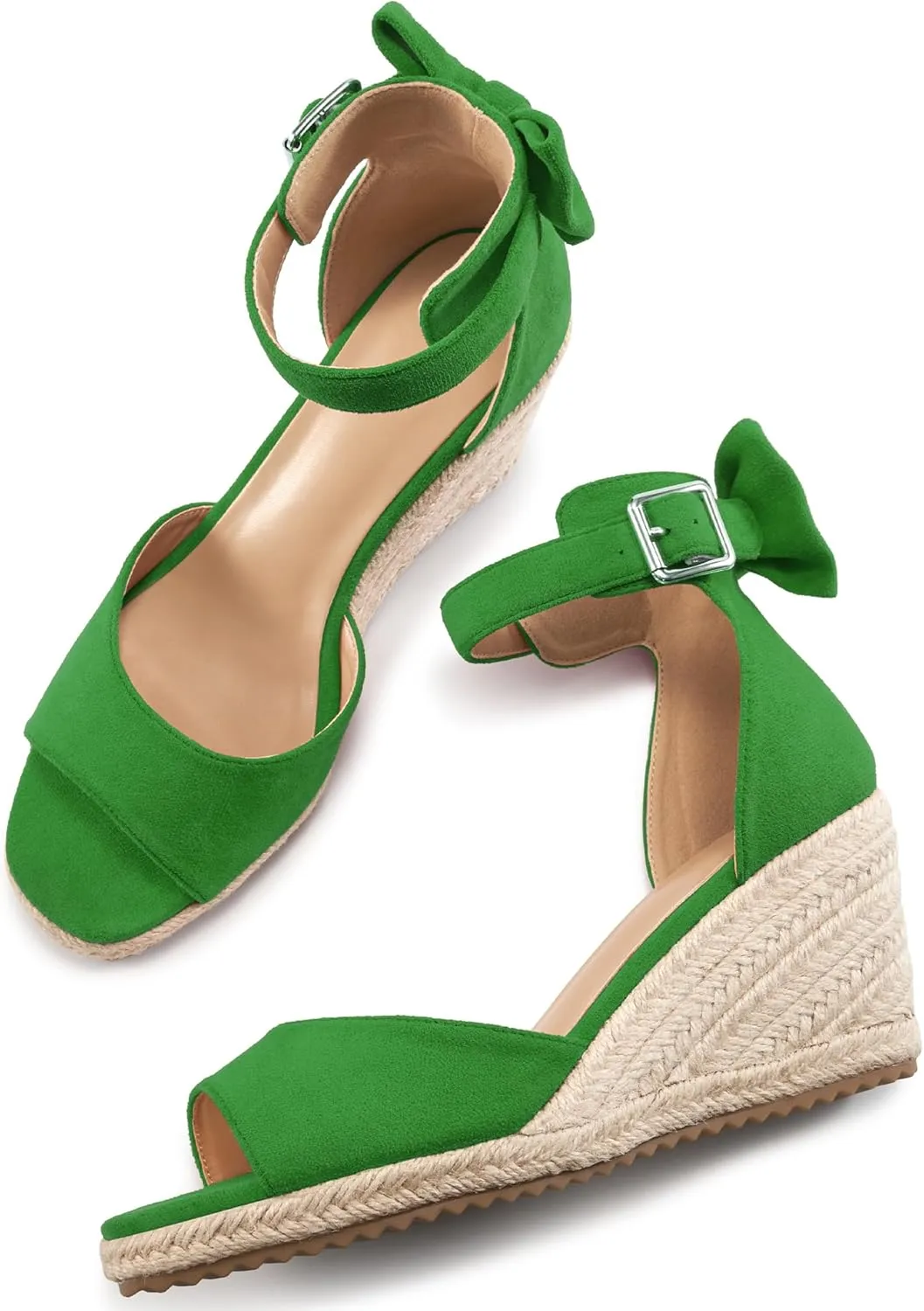 HARENCE Wedge Sandals for Women Shoes: Comfortable Espadrilles Platform Heels Ankle Strap Open Toe Buckle Dressy Summer Sandal