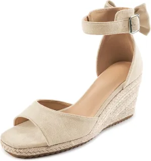 HARENCE Wedge Sandals for Women Shoes: Comfortable Espadrilles Platform Heels Ankle Strap Open Toe Buckle Dressy Summer Sandal