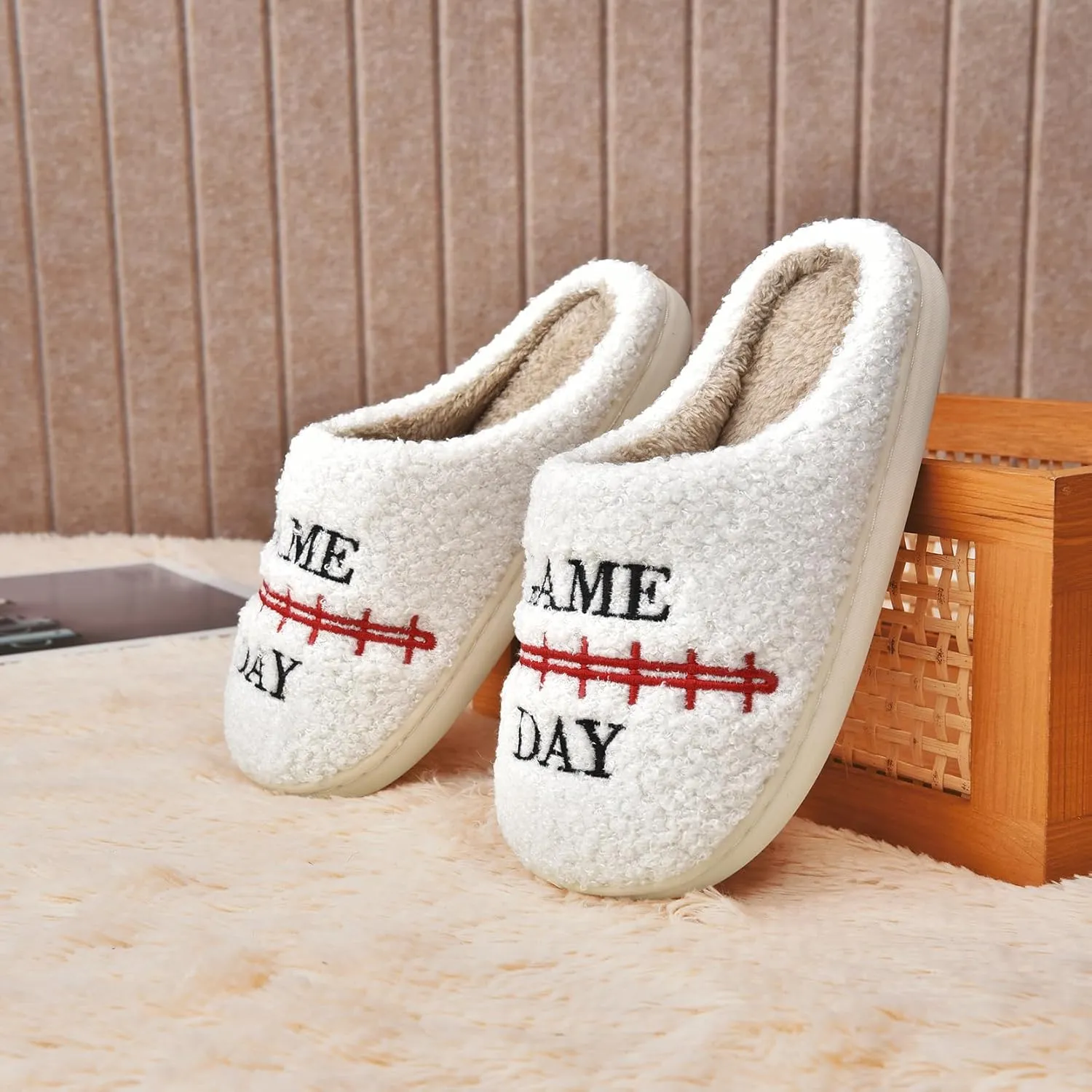 INMINPIN Kids Girls Boys Ball Sports Slippers Soft Curly House Shoes Memory Foam Non-Slip Indoor Outdoor Slippers for Sports Fan