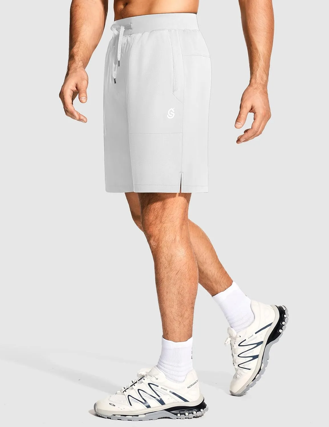 Mens Athletic Workout Gym Shorts 7 Inch Inseam Running Sweat Sport Shorts for Men with Zipper Pockets