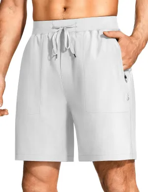 Mens Athletic Workout Gym Shorts 7 Inch Inseam Running Sweat Sport Shorts for Men with Zipper Pockets