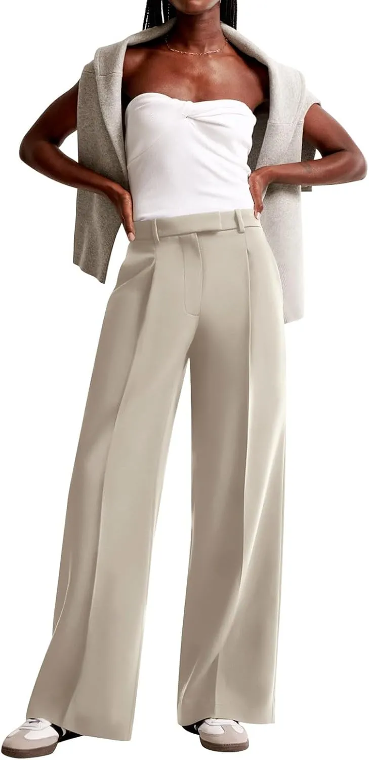 NIMIN Women Wide Leg Pants High Waisted Casual Work Trousers Business Dress Pants with Pockets