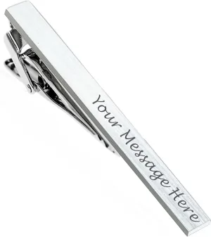 Personalized Tie Clips Pin for Men Engraved Exquisite Stainless Steel Personalized Gift for Best Man Usher Dad Boyfriend Wedding Husband Birthday Engagement with Box