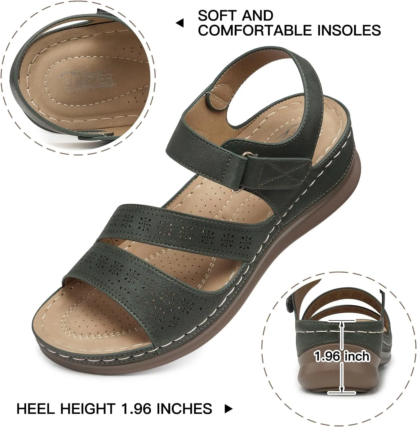 SHIBEVER Women's Wedge Sandals Platform: Comfortable Dressy Arch Support Ankle Strap - Summer Open Toe Women Sandals