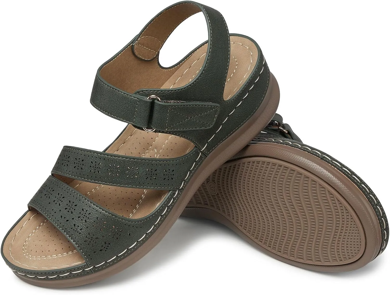 SHIBEVER Women's Wedge Sandals Platform: Comfortable Dressy Arch Support Ankle Strap - Summer Open Toe Women Sandals
