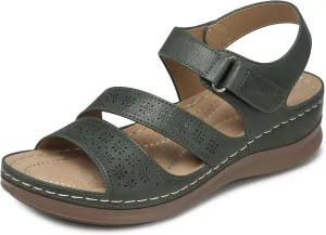 SHIBEVER Women's Wedge Sandals Platform: Comfortable Dressy Arch Support Ankle Strap - Summer Open Toe Women Sandals
