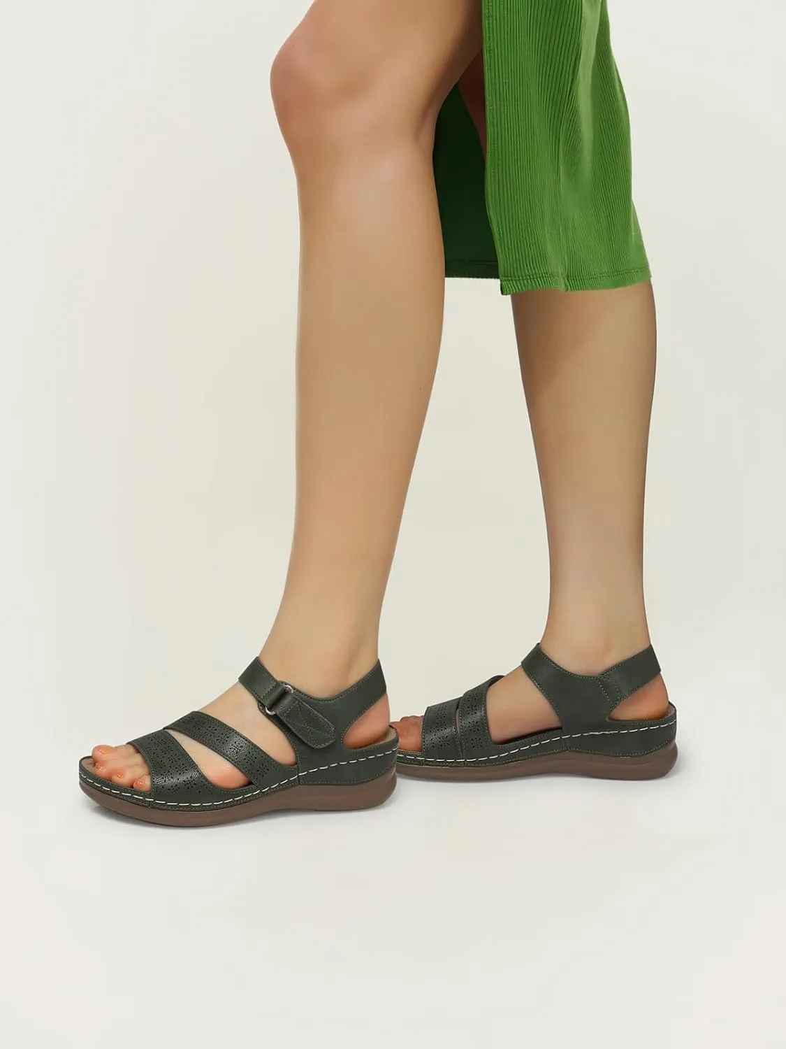 SHIBEVER Women's Wedge Sandals Platform: Comfortable Dressy Arch Support Ankle Strap - Summer Open Toe Women Sandals