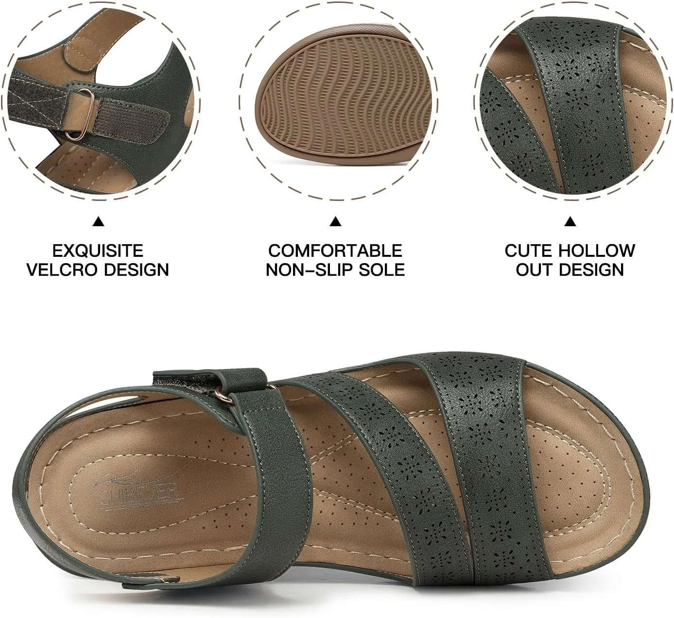 SHIBEVER Women's Wedge Sandals Platform: Comfortable Dressy Arch Support Ankle Strap - Summer Open Toe Women Sandals