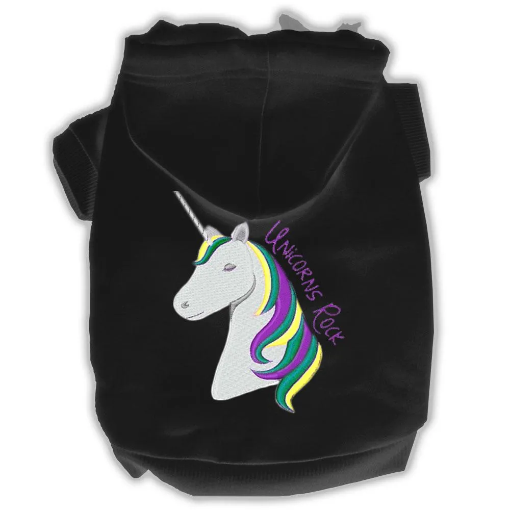 Unicorns Rock Embroidered Dog Hoodie Black L (14)