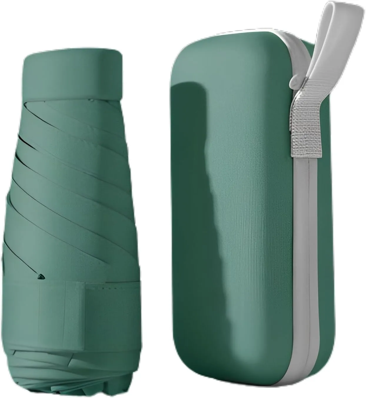 UPF50  Mini Travel Umbrella 15cm ?C Windproof Compact Parasol with Zippered Case (225g for Hiking/Pocket), UV Protection & Multi-Functional Key Holder