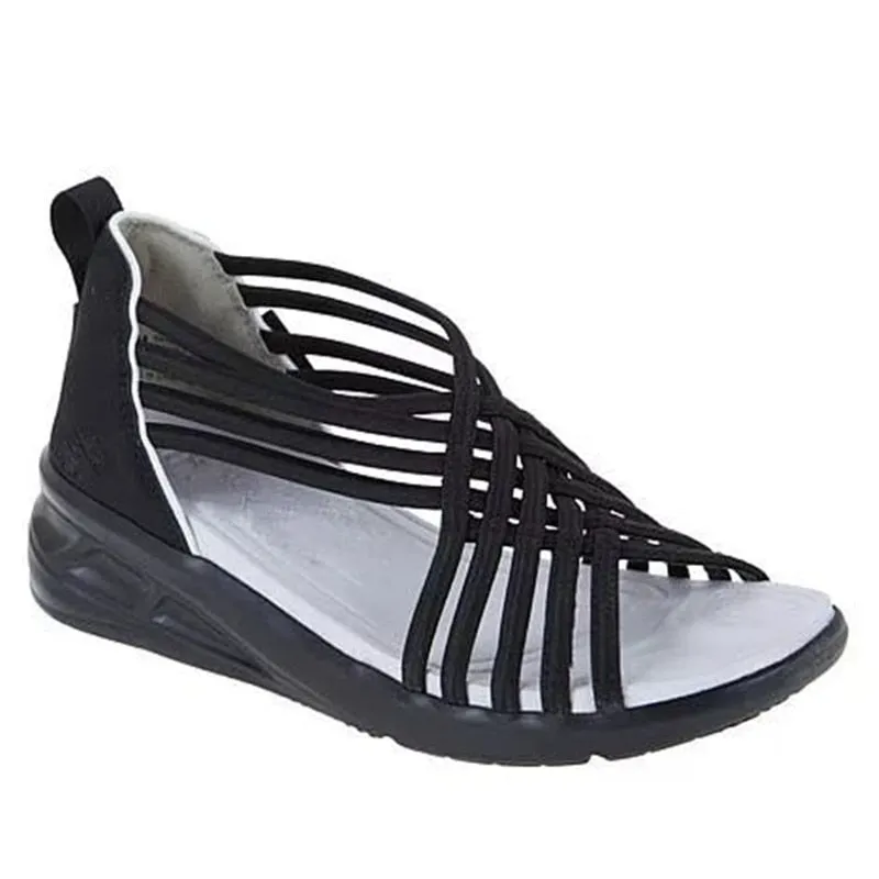 Yeknu Women Sandals Summer Sandals Casual Wedges Shoes For Women Soft Heels Chaussure Femme Mix Color Heel Shoes Summer Footwear