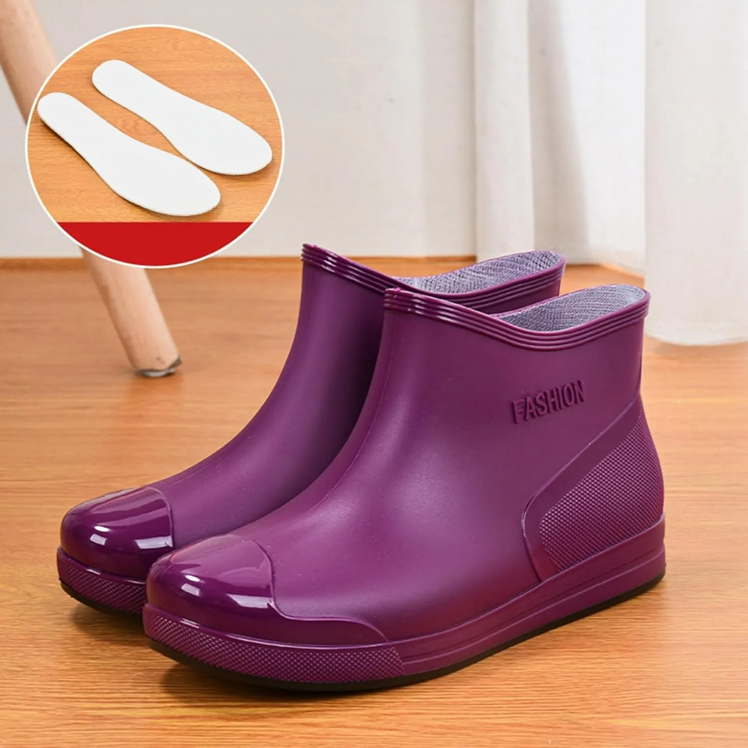 Yellow Rain Boots Womens Size 9 Short Rain Boots For Women Ankle Rubber Rain Shoes For Ladies Comfort Garden Shoes